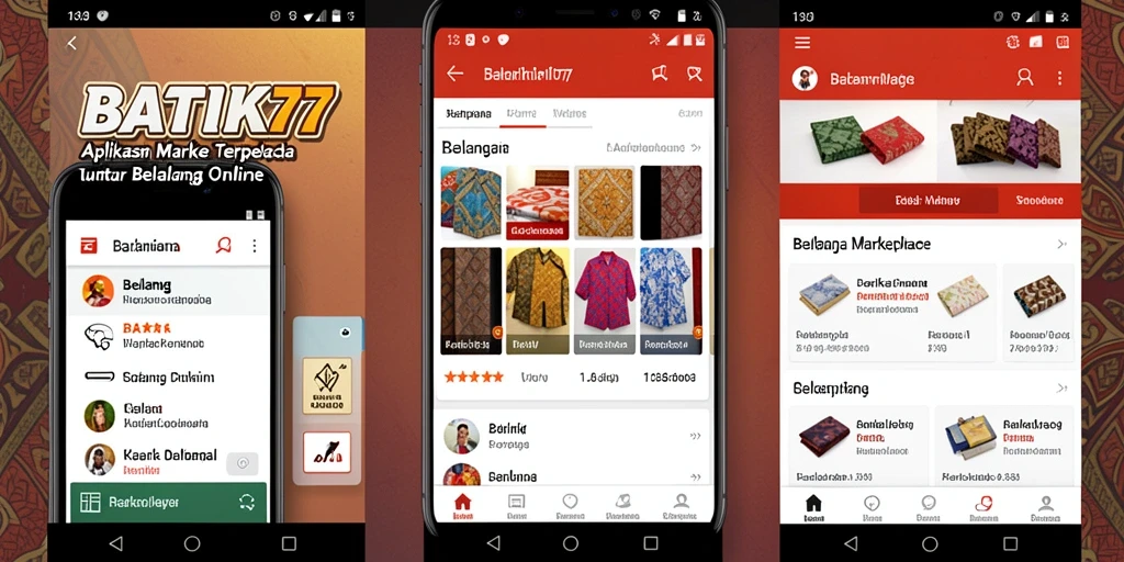 Antarmuka pengguna aplikasi BATIK77 yang menarik dan fungsional.