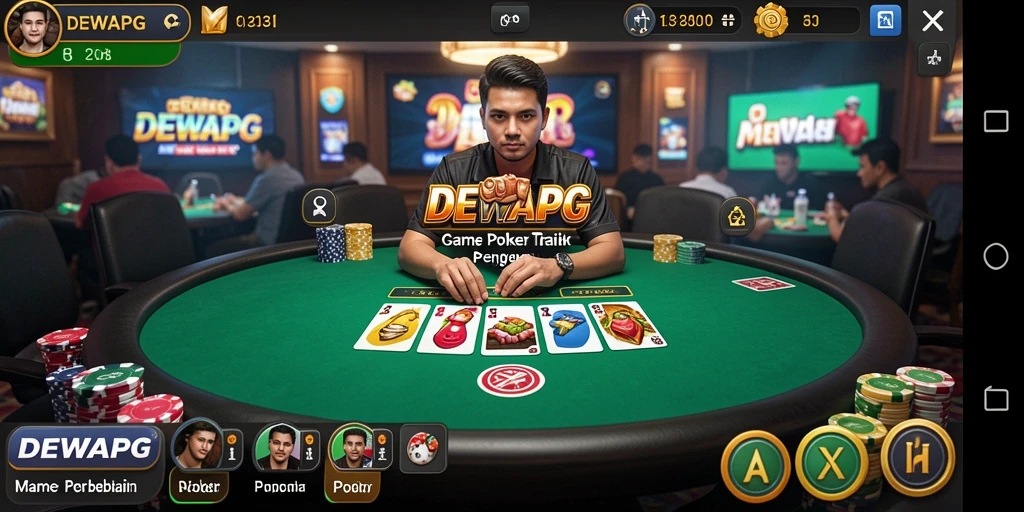 Tampilan antarmuka DEWAPG yang menarik dalam permainan Poker.
