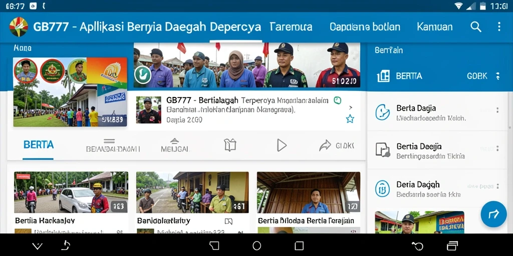 Antarmuka aplikasi GB777 dengan berita daerah yang menarik.