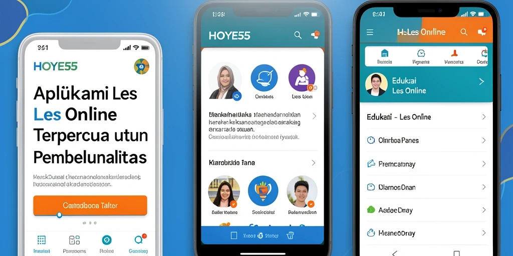 Antarmuka intuitif dan fitur interaktif aplikasi Les Online HOYE55.