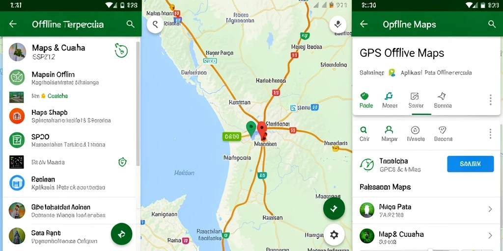 Tampilan antarmuka SP212 untuk GPS Offline Maps yang intuitif.