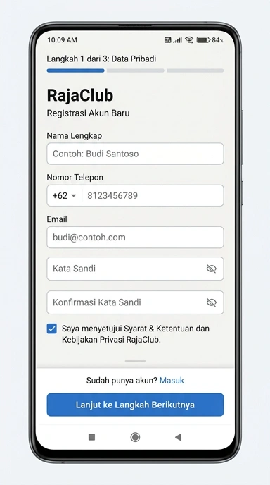 Cara Membuat Akun di rajaclub untuk Pengguna Android